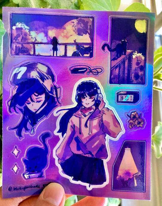 purple holo sticker sheet